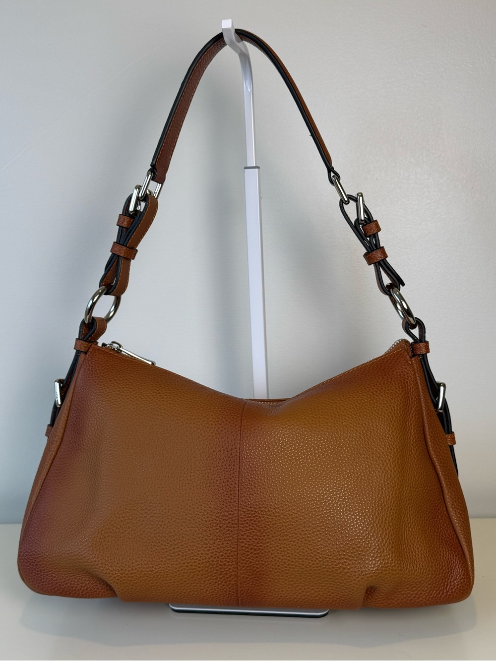 Pebbled Leather Tan Hobo Shoulder Bag